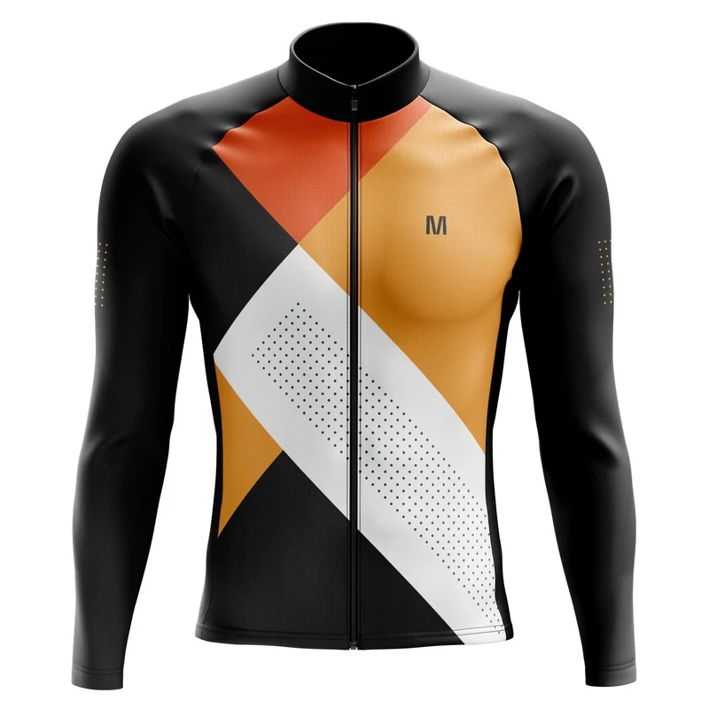 Men's Orange Flex Long Sleeve Cycling Jersey