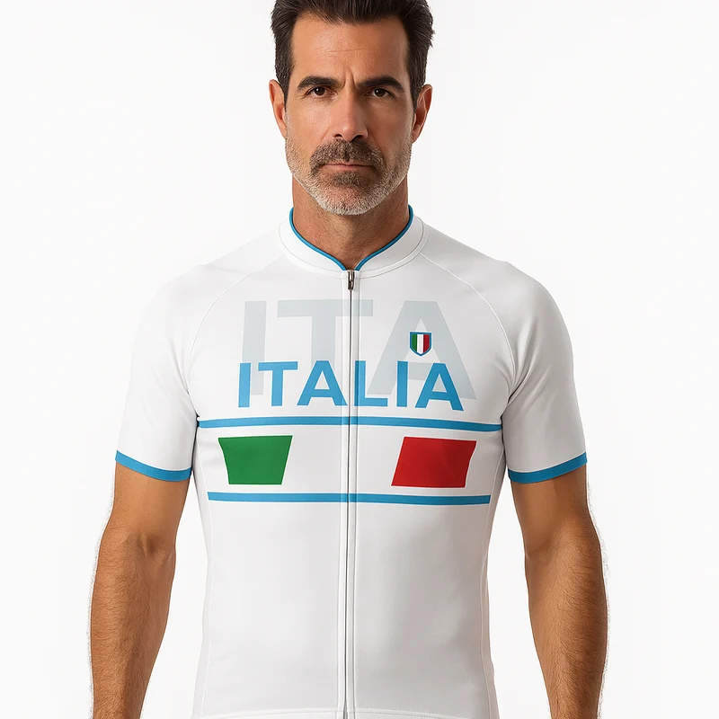 Italia White Cycling Jersey