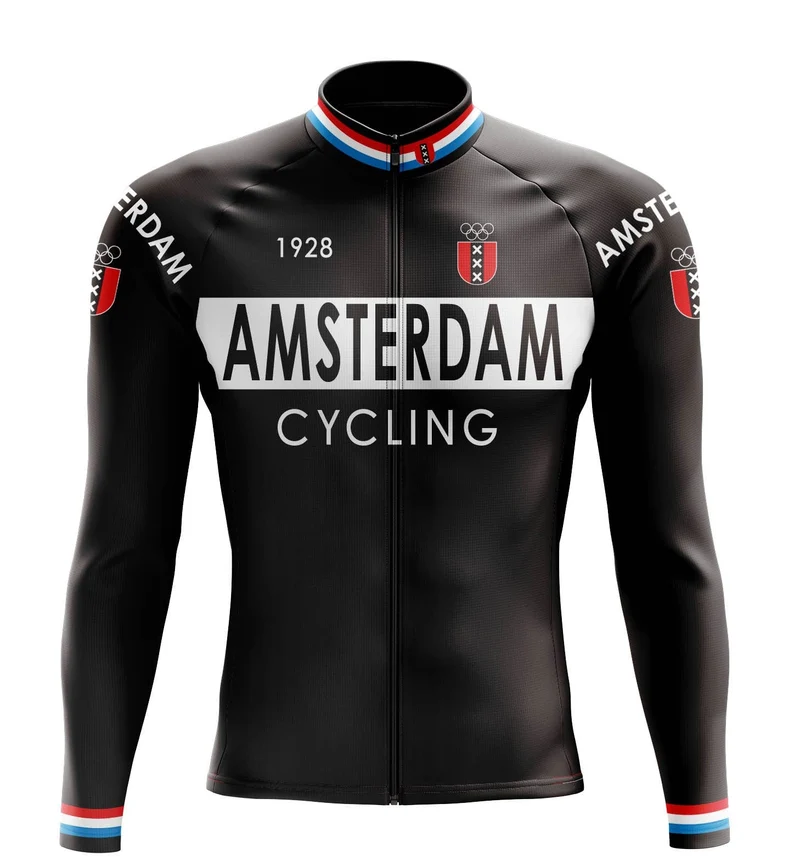 Amsterdam Black Long Sleeve Cycling Jersey