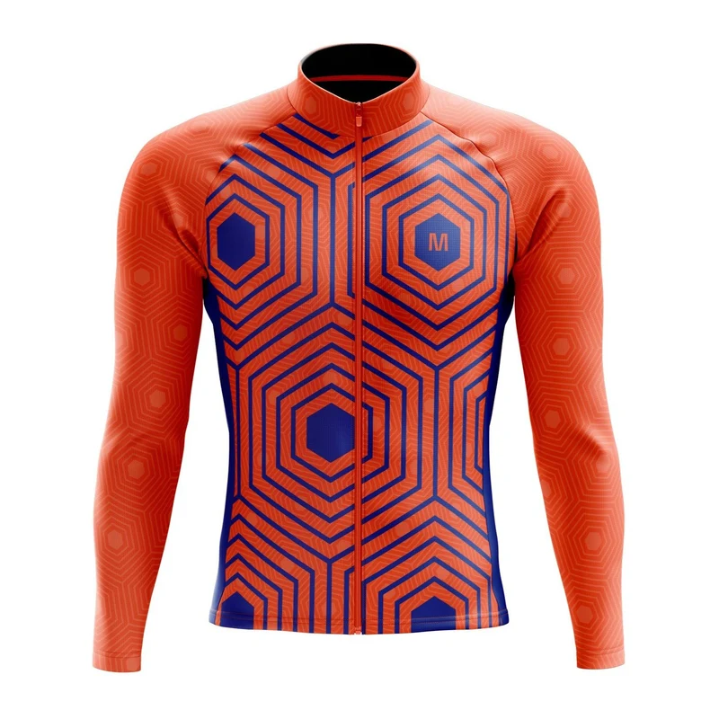Men's Orange Long Sleeve Cycling Jersey