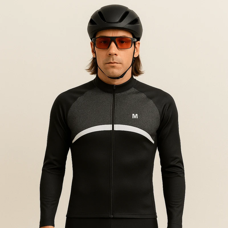 Men's Grey Long Sleeve Cycling Jersey