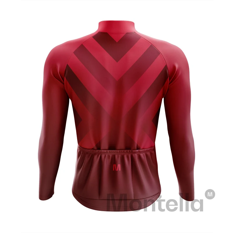 Men's Red Gradient Long Sleeve Cycling Jersey
