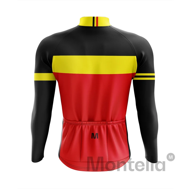Men's Red Black Long Sleeve Cycling Jersey