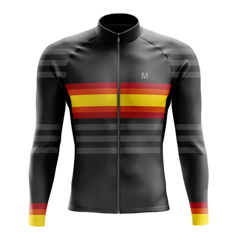 Men's Grey Orange Long Sleeve Cycling Jersey