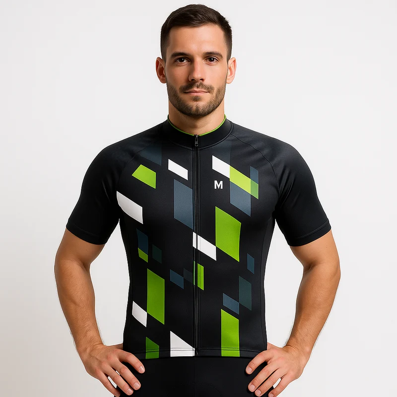 Men's Green Geo Cycling Jersey