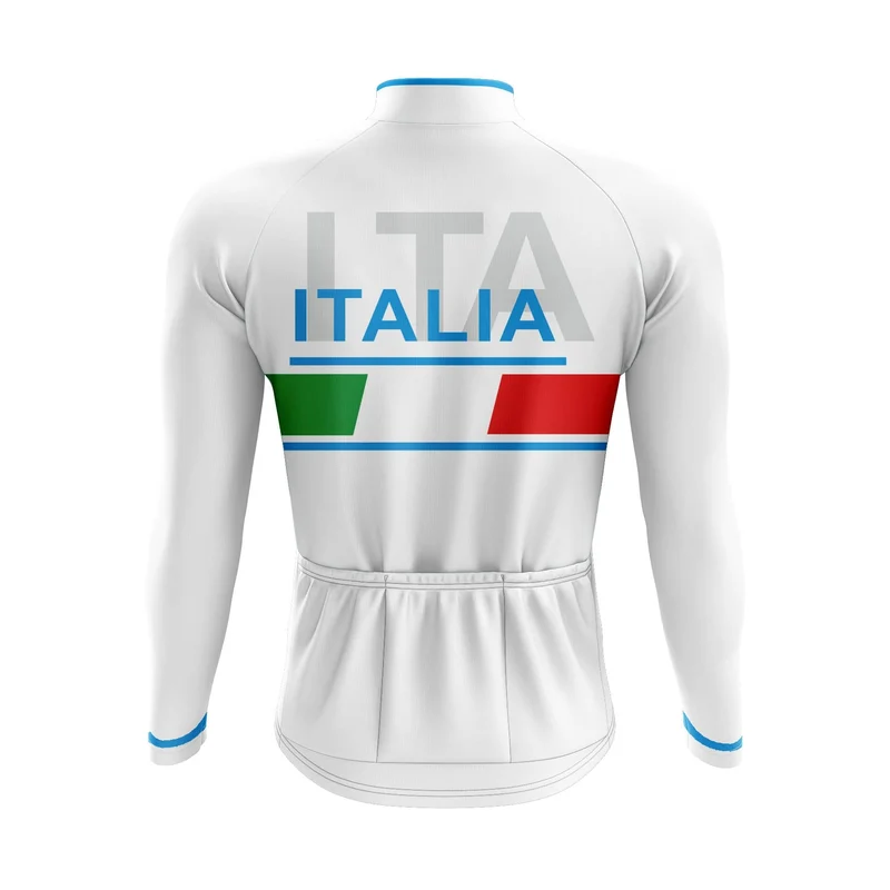 Italia White Long Sleeve Cycling Jersey