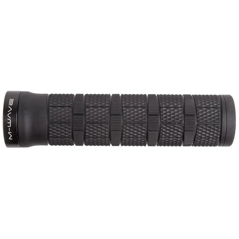M-WAVE Cloud Slick Fix 6 Fahrradgriffe 1 Paar schwarz 130 mm - D2 Zweikomponentenmischung, Ø30 mm, mit Klemmung & Lenkerstopfen, ergonomisch griffig