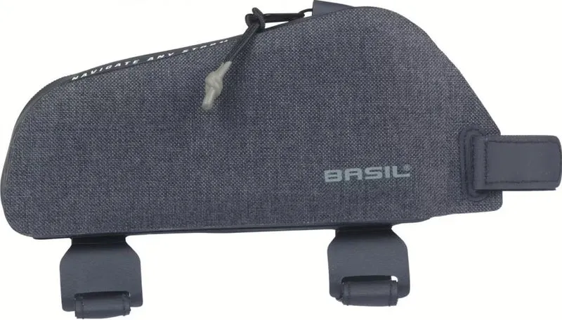 Basil Oberrohrtasche Navigator Storm 0,8 Liter schwarz - wetterfeste Rahmentasche mit Reflektoren, Klettverschluss & IPX3-Schutz