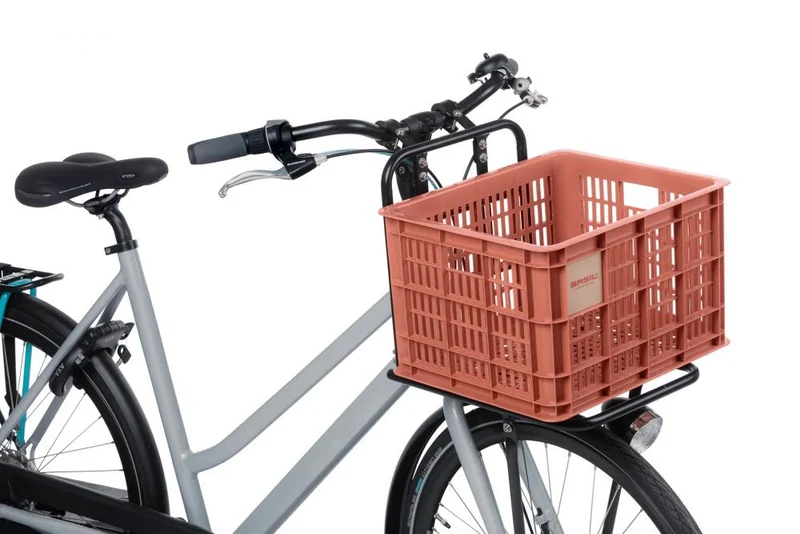 Basil Crate M Fahrradkiste, 29,5L, recycelter Kunststoff, rot, 33x44x25 cm, geeignet für MIK, Racktime, I-Rack, MonkeyLoad und AtranVelo Platten