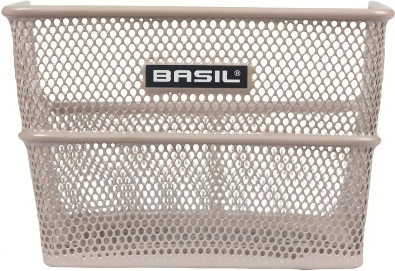 Basil Cento Flower - Hinterradkorb 38x24x11 cm, engmaschig, Stahl, nude metallic - fest montierbar, max. 10 kg, Blumenmotiv