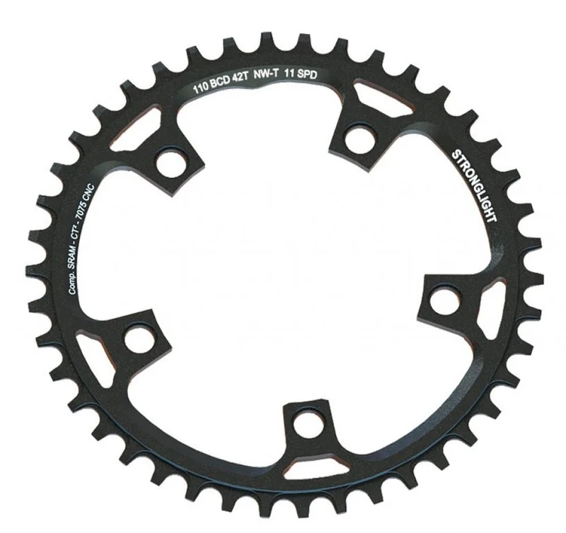 Stronglight Kettenblatt Gravel f Sram 44Zähne schwarz Alu 7075-T6 110mm