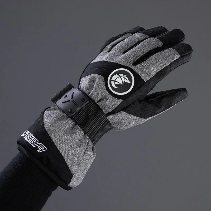 CHIBA Board - wasserdichte Primaloft Winter-Radhandschuhe mit Protektorschiene, Gr. 8, hellgrau/weiß