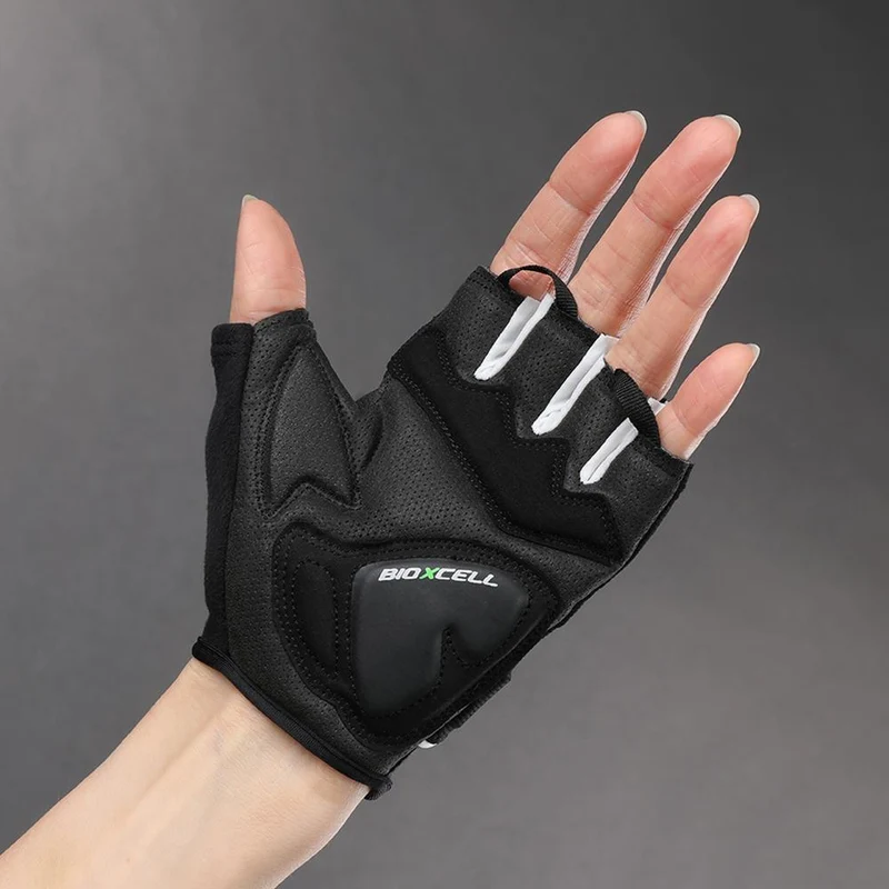 CHIBA BioXCell Lady - Damen Radhandschuhe schwarz, Größe M, gepolstert