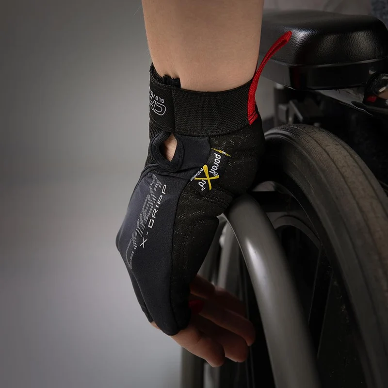 CHIBA Argon II - Radhandschuhe schwarz S mit Gelpolsterung für Rollstuhlfahrer