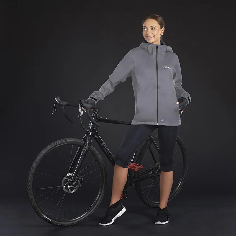 CHIBA Rainjacket Damen - wasserdicht, winddicht, atmungsaktiv, hellgrau, Gr. L