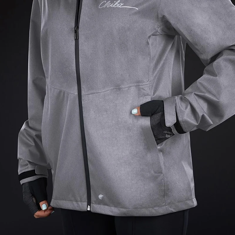 CHIBA Rainjacket Damen - wasserdicht, winddicht, atmungsaktiv, XS, hellgrau
