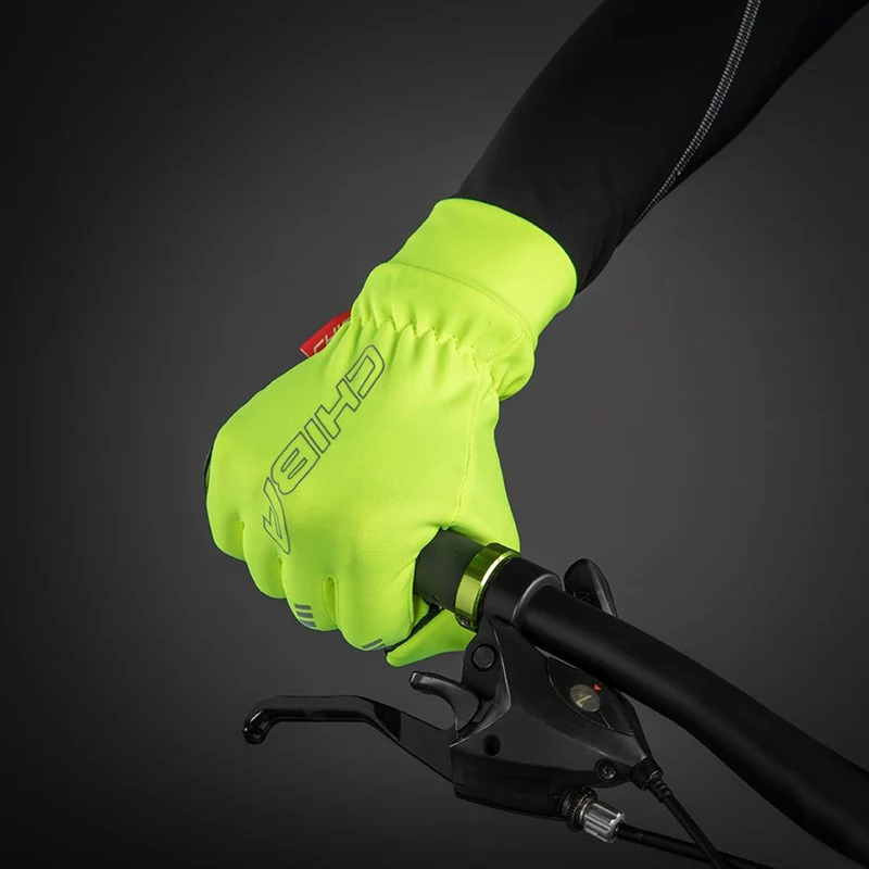 CHIBA Thermofleece - Radhandschuhe neongelb, atmungsaktiv, Touchfinger, Größe M