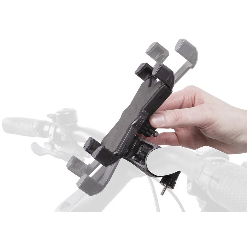M-Wave Eindhoven Grip Edge Smartphone-Halter, 360° drehbar, Clip-On für Ø 22,2-31,8 mm, ABS, universal, stoßdämpfend