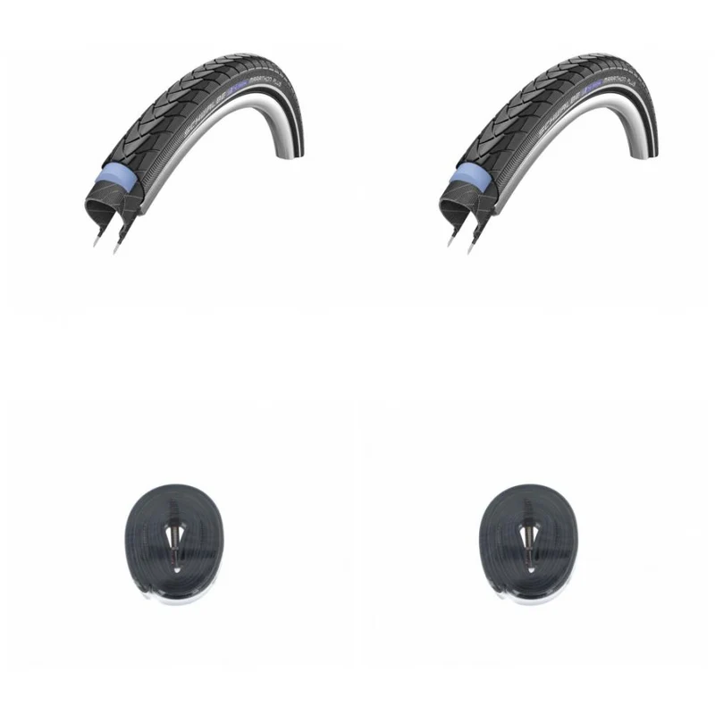 Schwalbe 2x Reifen Drahtreifen MARATHON PLUS 28x1.75 47-622 Reflex E-50 Schlauch DV17 28/47-622/635 - 28 Zoll