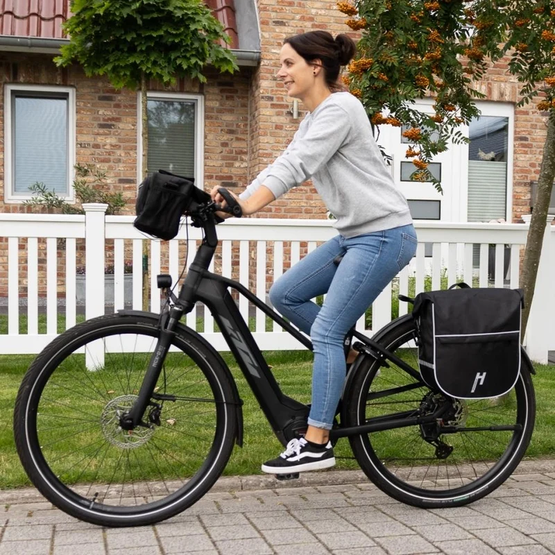 Haberland Einzeltasche eMotion schwarz/reflex - robuste Fahrradtasche für Alltag und Tour