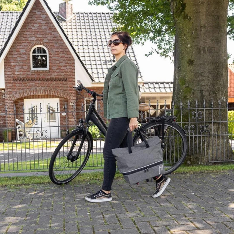 Haberland Gepäckträgeraufsatztasche Lena grau - praktische Racktime 1.0 Transportlösung