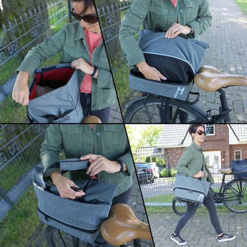 Haberland Gepäckträgeraufsatztasche Lena grau - praktische Racktime 1.0 Transportlösung