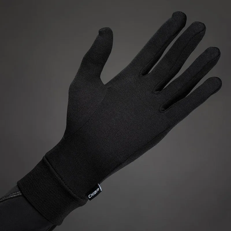 CHIBA Seiden Handschuh - Unterziehhandschuh schwarz XL, Touchfinger, extra leicht