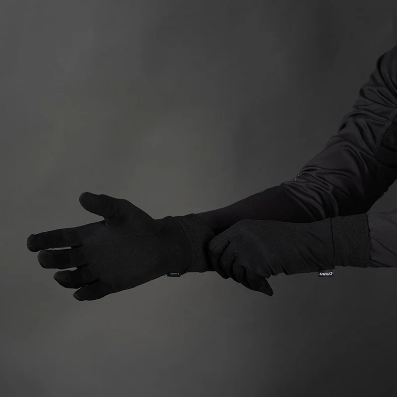 CHIBA Seiden Handschuh - Unterziehhandschuh schwarz XL, Touchfinger, extra leicht