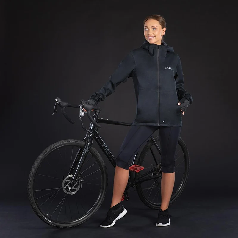 CHIBA Rainjacket Damen - wasserdichte, atmungsaktive Radjacke schwarz, Größe M