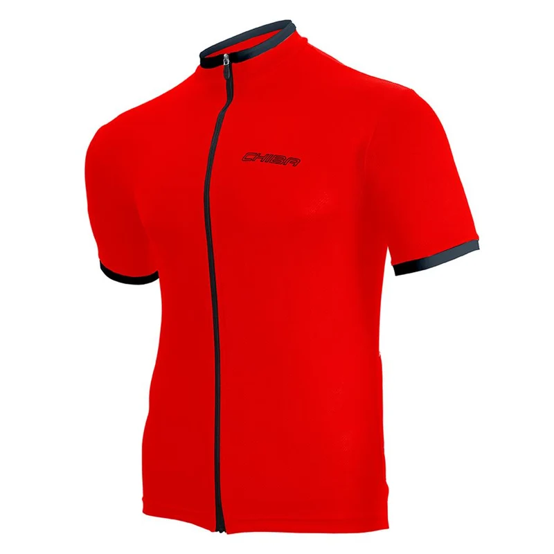 CHIBA Leisure Shirt - Radsport-Trikot XS rot, atmungsaktiv mit RV-Taschen