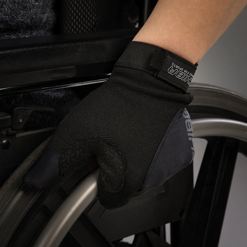 CHIBA Argon II - Rollstuhl-Radhandschuhe XS schwarz, Gelpolster & Belüftung