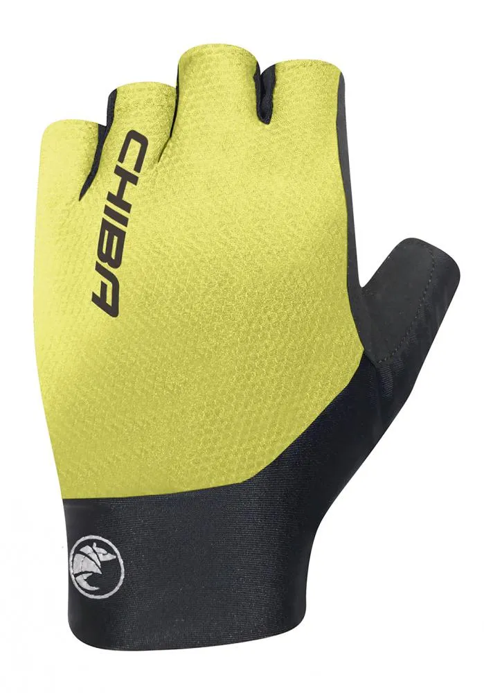 CHIBA Team Glove Pro - Radhandschuhe kurz, neongelb, Größe L, atmungsaktiv