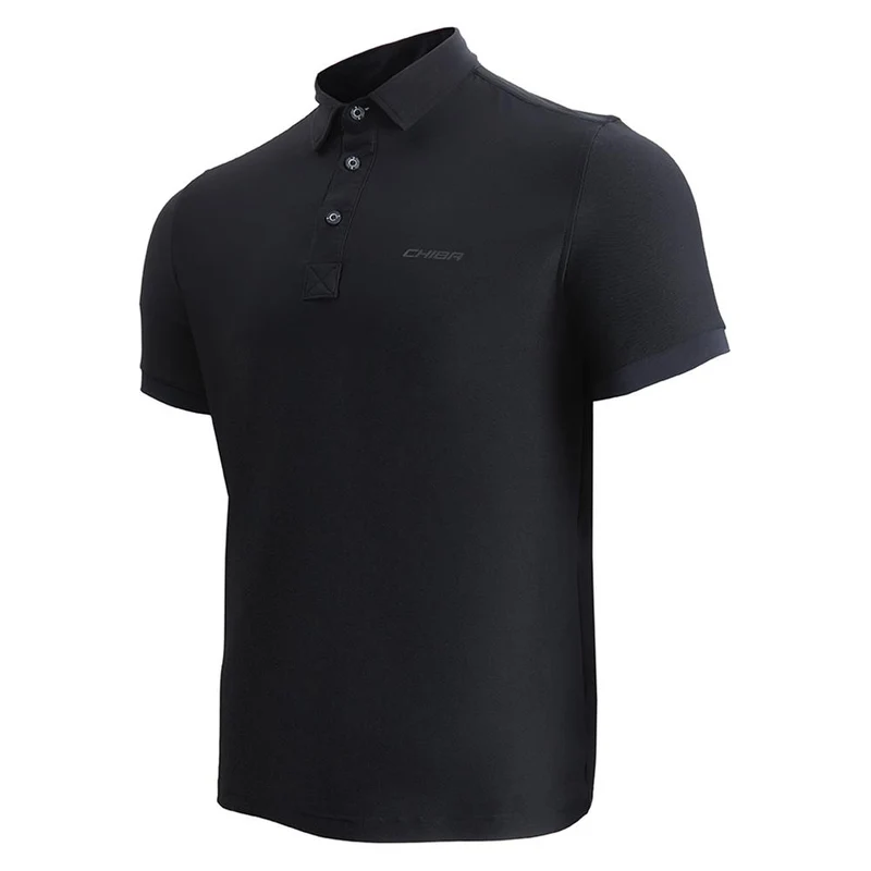 CHIBA Polo Shirt Herren - XXL, schwarz, atmungsaktiv, Radsport