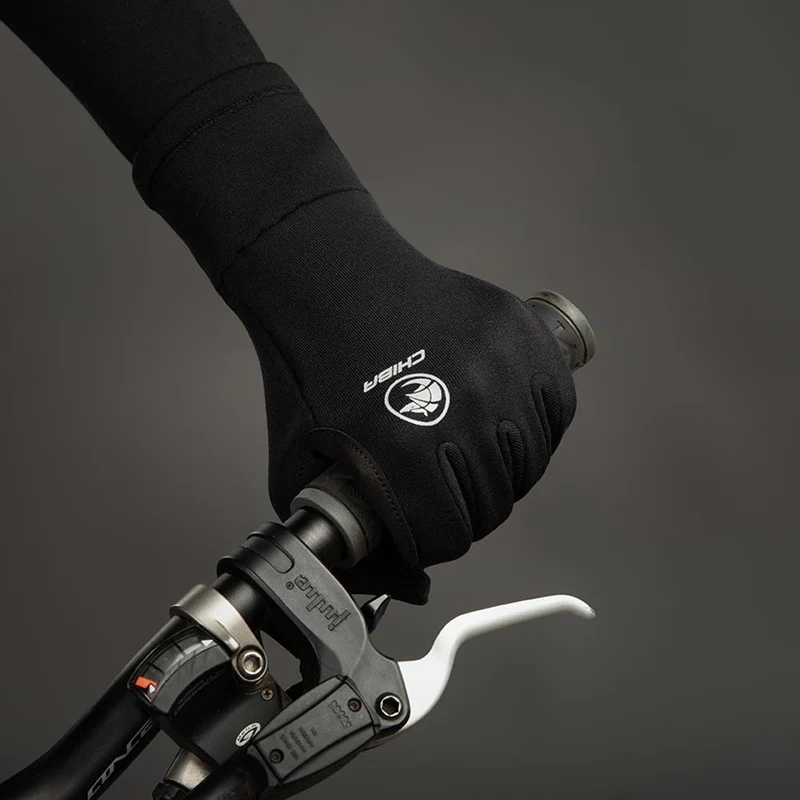 CHIBA Polarfleece - Radhandschuhe schwarz XL mit Touchfunktion und Silikondruck