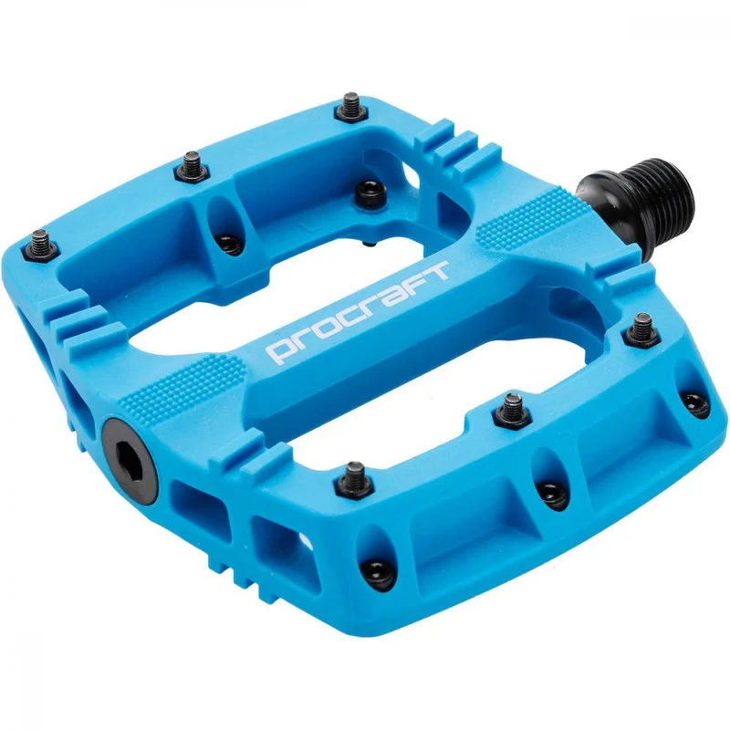 Procraft Pedale Small Grip Essential Kunststoff 102 x 100 mm Blau - kompakte Flatpedals mit sicherem Grip