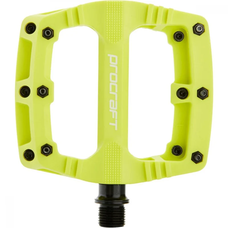 Procraft Pedale Small Grip Essential Kunststoff 102 x 100 mm Lime - kompakte Flatpedals mit Top-Grip