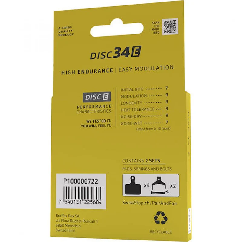 Bremsbeläge SwissStop Disc 34 E Bremsbeläge 34 - leistungsstarke E-Bike Scheibenbremsbeläge