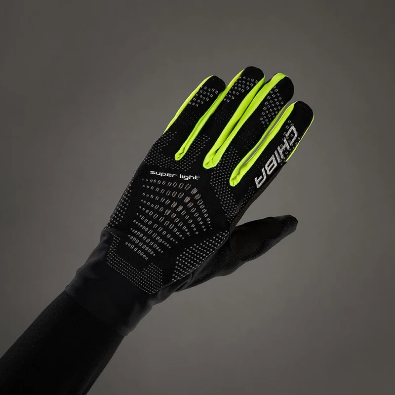 CHIBA Superlight - Radhandschuhe schwarz/neongelb, atmungsaktiv, leicht, Größe M