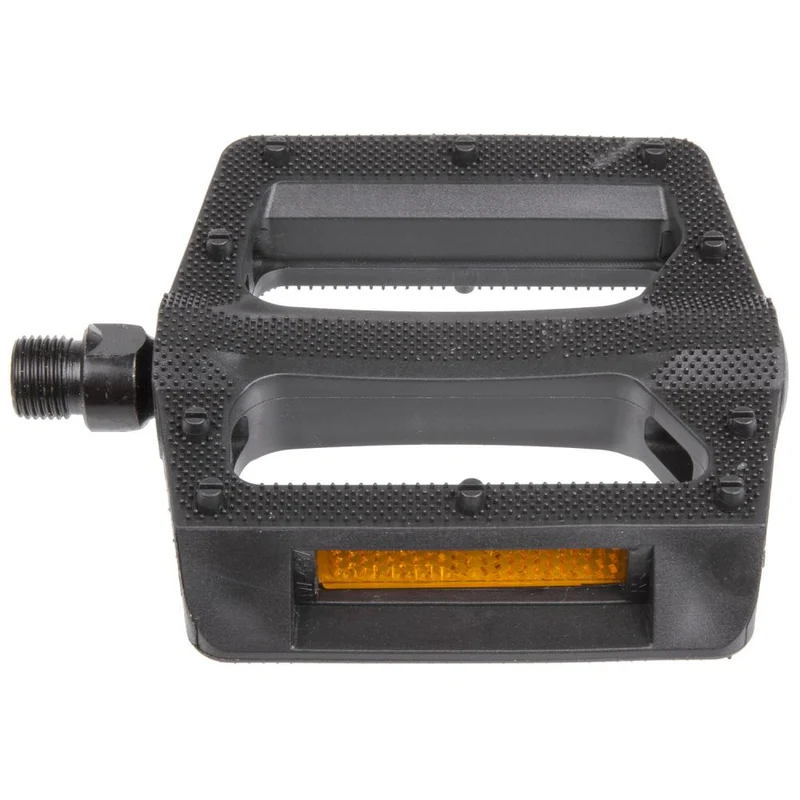 M-WAVE Steady K6 Plattformpedale 1 Paar schwarz - XL-Trittfläche 101x106 mm, Kunststoffkäfig, CrMo-Achse 9/16", Kugellager, Reflektoren, StVZO zugelassen