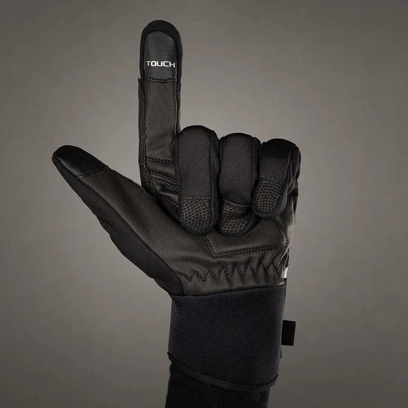 CHIBA Phantom - Radhandschuhe L schwarz/schwarz, Softshell, winddicht, Touchfinger
