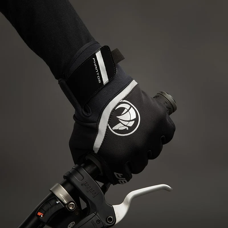 CHIBA Phantom - Radhandschuhe L schwarz/schwarz, Softshell, winddicht, Touchfinger