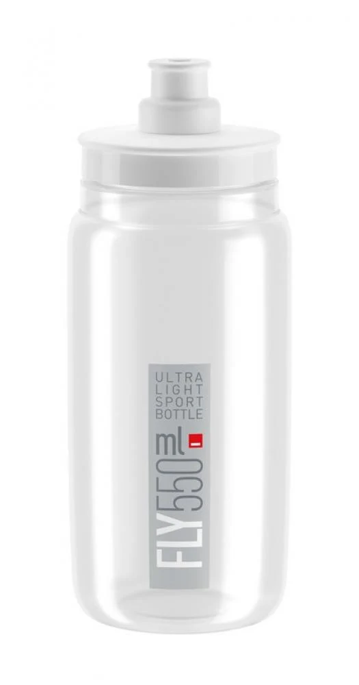 Elite Trinkflasche klar grau plus M-Wave Flaschenhalter schwarz