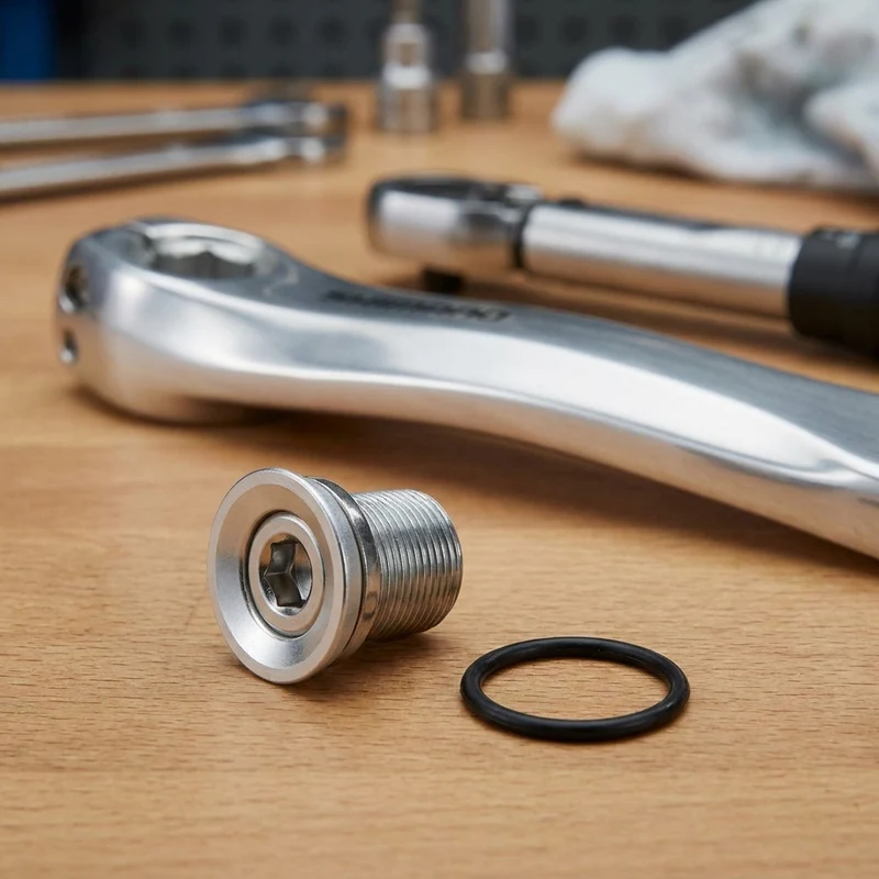 SHIMANO Kurbelbefestigungsschraube FC-R345 M8x1 Silber - sichere Kurbelmontage