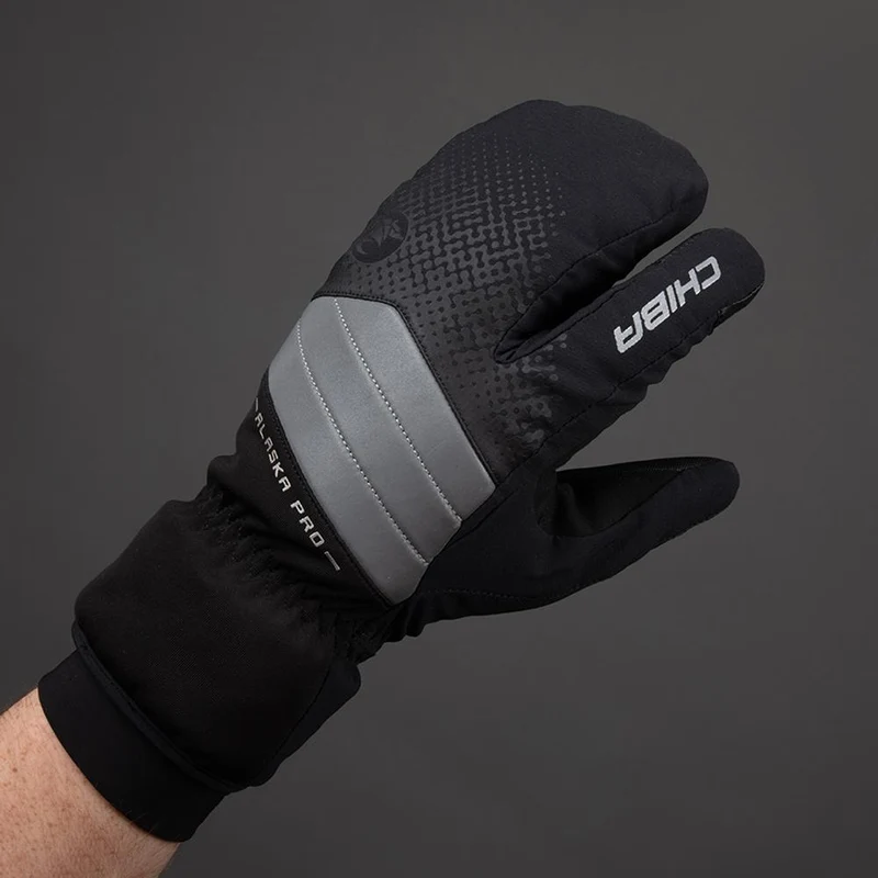 CHIBA Alaska Pro - wasserdichte Radhandschuhe Lobster-Stil, schwarz, Größe M