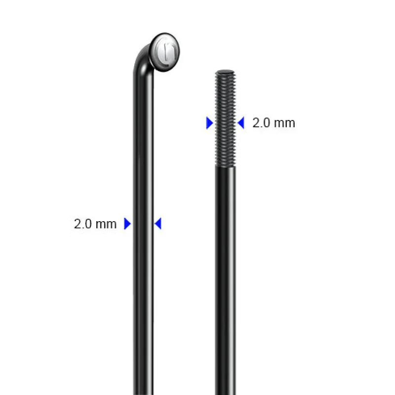 cnSpoke Speiche STD14C 284mm Ø=2,0mm 95° schwarz 100 Stück Edelstahl ohne Nippel