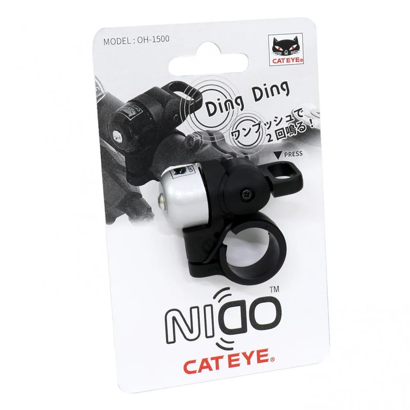 CATEYE Klingel OH-1500 Nido Silber (Kompaktgröße) Silber - laute, freundliche Fahrradklingel