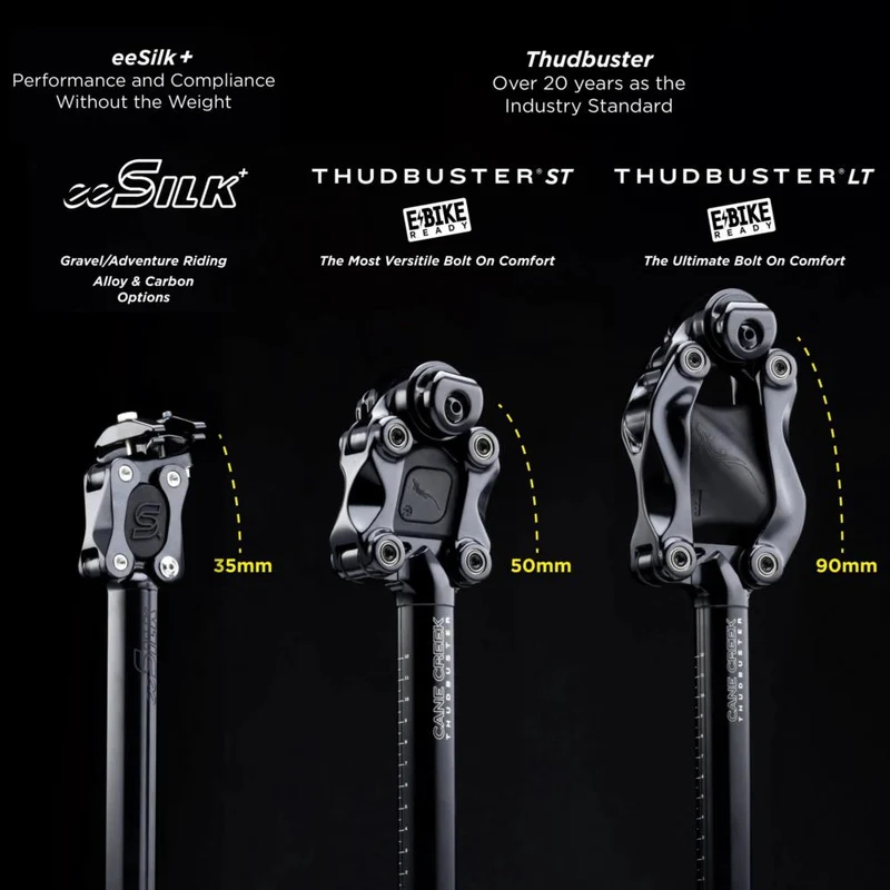 Cane Creek Thudbuster G4 ST Sattelstütze, 30,9mm x 375mm, 50mm Federweg, Parallelogramm-Mechanik, E-Bike geeignet, max. Fahrergewicht 150kg, schwarz