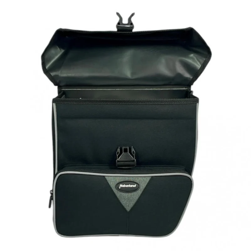 Haberland Doppeltasche Black Line 3.0 33l schwarz - flexible Gepäckträgertasche mit Klappvolumen