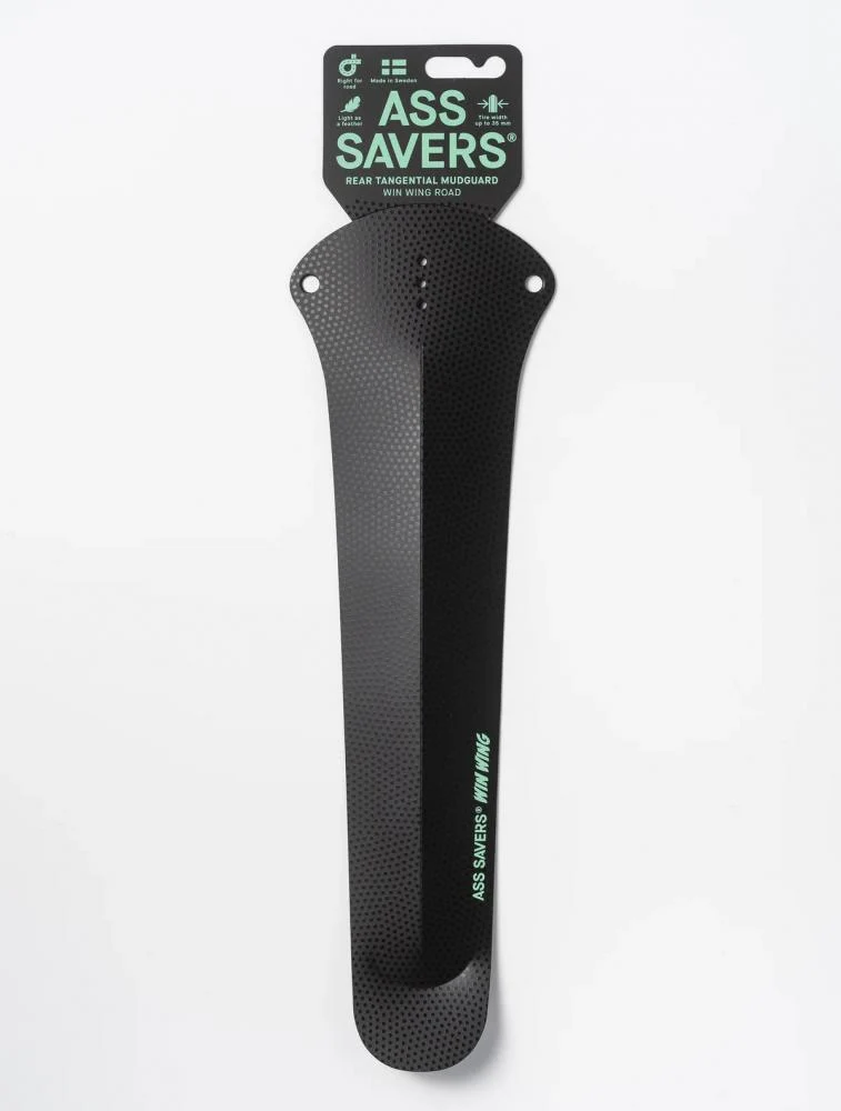 Ass Savers Win Wing 2 Road WRS-2 Spritzschutz, ultraleichtes Hinterrad-Schutzblech für Rennräder bis 35mm Reifenbreite, einfache werkzeuglose Montage, Farbe: Black Dot