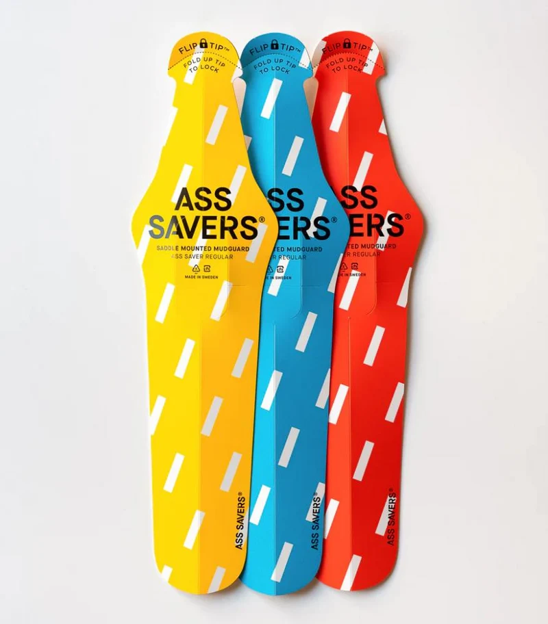Ass Savers ASR-1 Regular Spritzschutz, Bold Rain Yellow, 19g, 380x102mm, für Reifen 23-35mm, FLIP-TIP Befestigung, hält dich trocken